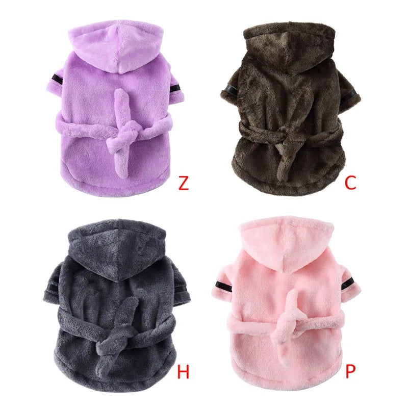 Hooded Dog Bathrobe Pajamas Soft Drying Towel For Pets