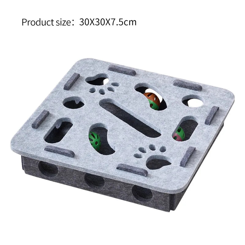 HebeiChoice Felt Cat Puzzle Toy With Maze Tunnel Bell Ball