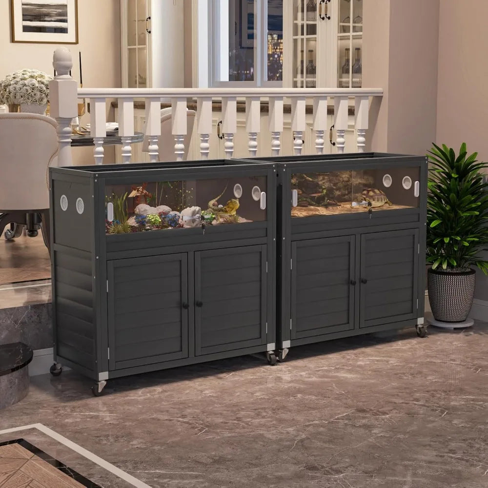 Reptile Terrarium Stand 30 Gallon Tank Wheels Cabinet