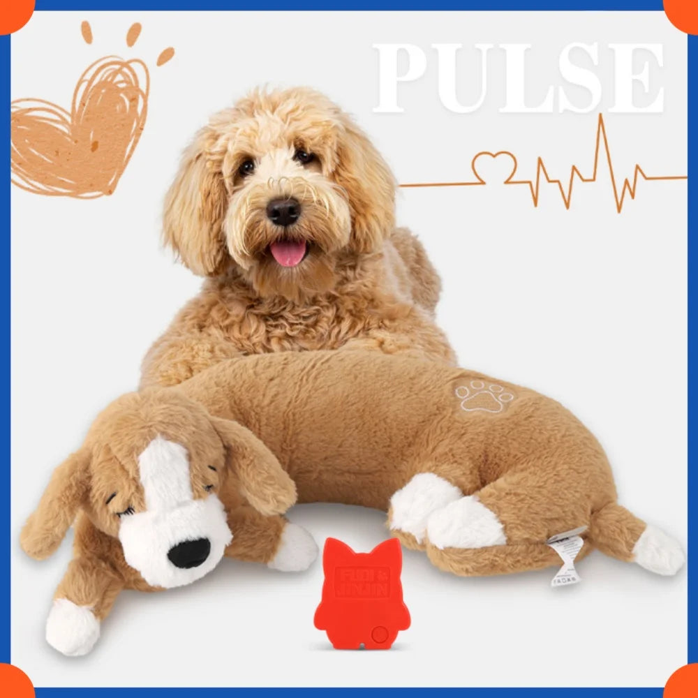 Fuled Christmas Puppy Heartbeat Plush Toys For Dog Training