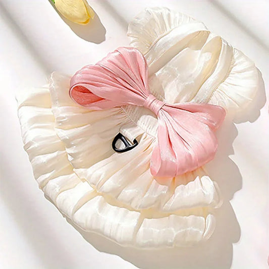 Cotton Flower Pattern Dog Dress Summer Pet Skirt Bow Knot