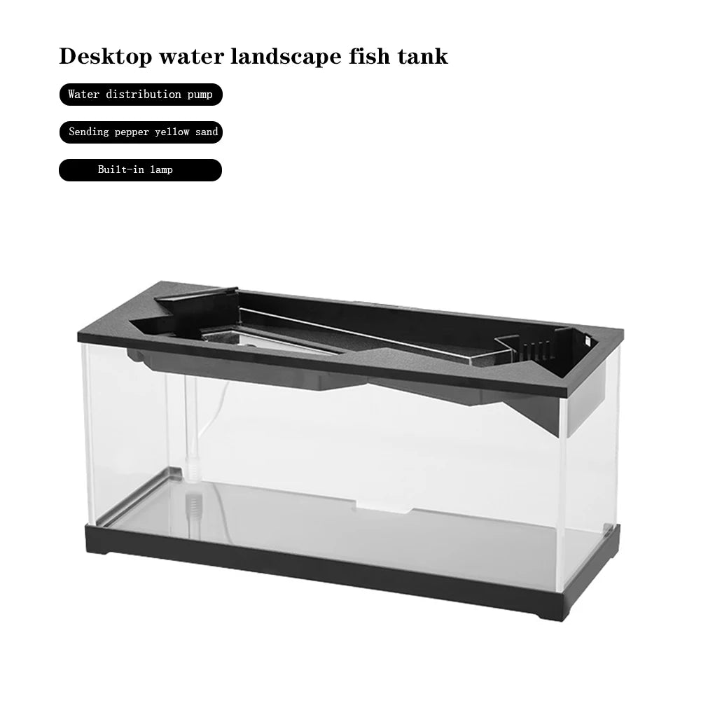 Aquarium Tank With Build-in Light, Water Pump, Clear Cover, Ecological Cycle System, Acrylic Rectangular Fish Tank