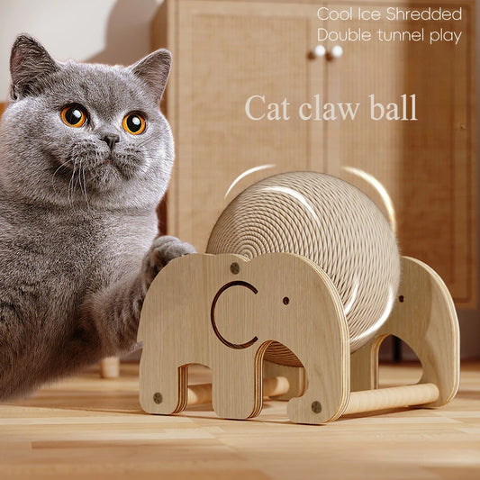 Cat Scratch Ball Board Pet Toy Wear Resistant Sisal Ball Upright Auspicious Elephant Windmill Model