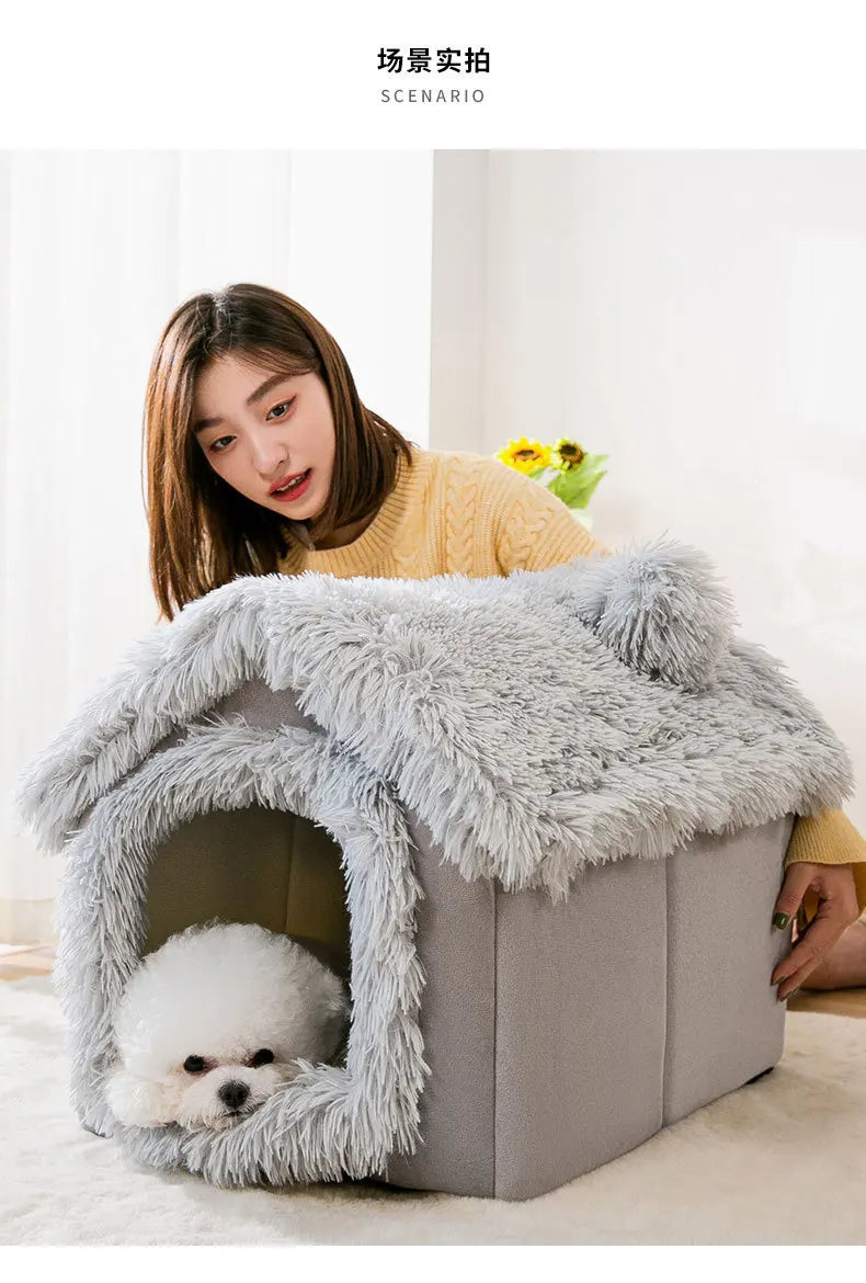 Dog Kennel Indoor Soft Bed Cave For Small Dogs Portable