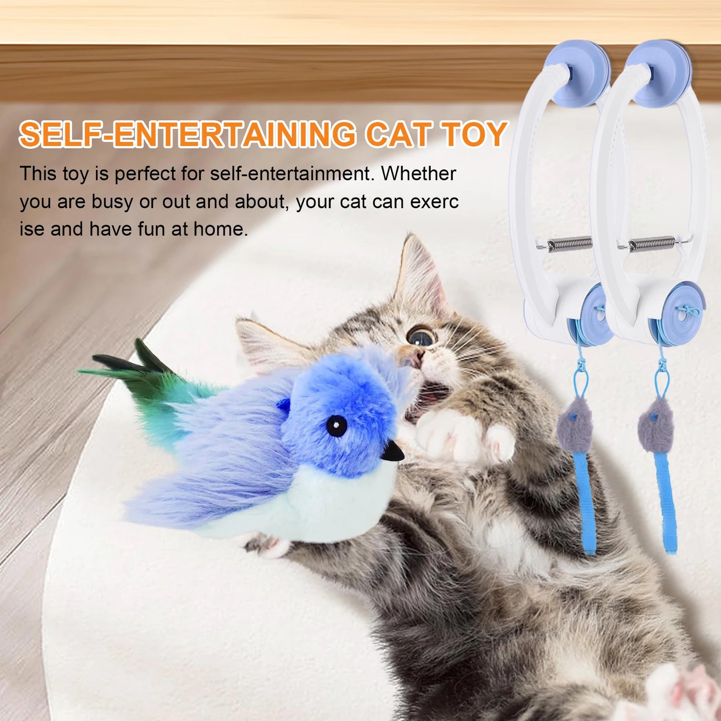 New Door Hanging Automatic Retractable Kitten Toys with 3 Catnip Mice Interactive Cat Teaser Retractable Toys for Bored Cats