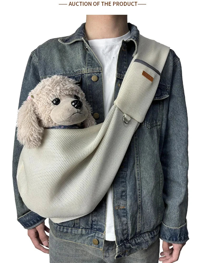 Mesh Polyester Breathable Dog Bag Pet Crossbody Shoulder Bag Outdoor Travel Portable Cat Puppy Sling Bag Tote Carrying Supplies