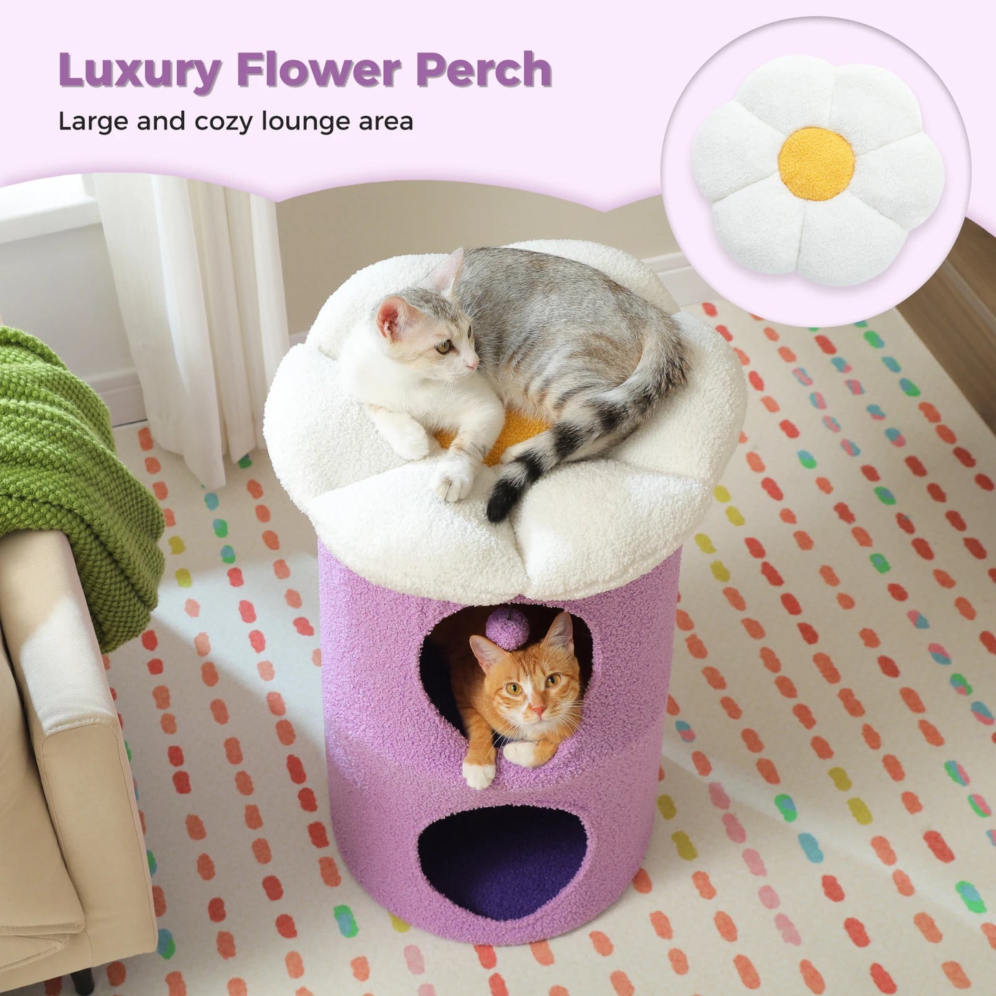 PAWZ Road Two Story Cat Bed Indoor House With Flower