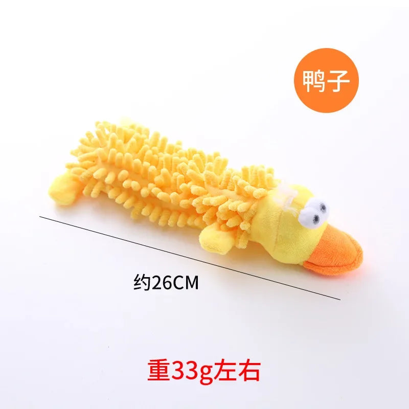 Pet Dog Toy Plush Mop Fur Squeaky Frog Hippo Teeth Grinding Supplies
