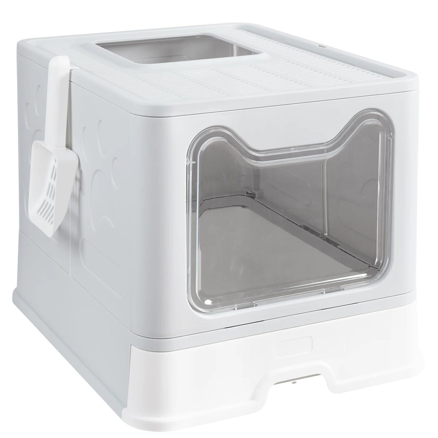 Bingopaw Cat Litter Box with Lid Enclosed Potty Large Top Entry Anti Splashing Toilet Easy to Clean with Litter Scoop