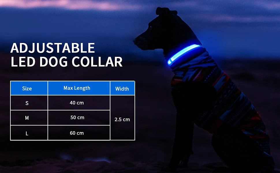 MASBRILL LED Dog Collar Luminous Pet Supplies Dog Collar Waterpoof Safety Glow Necklace Flashing Lighting Up Collars Accessories