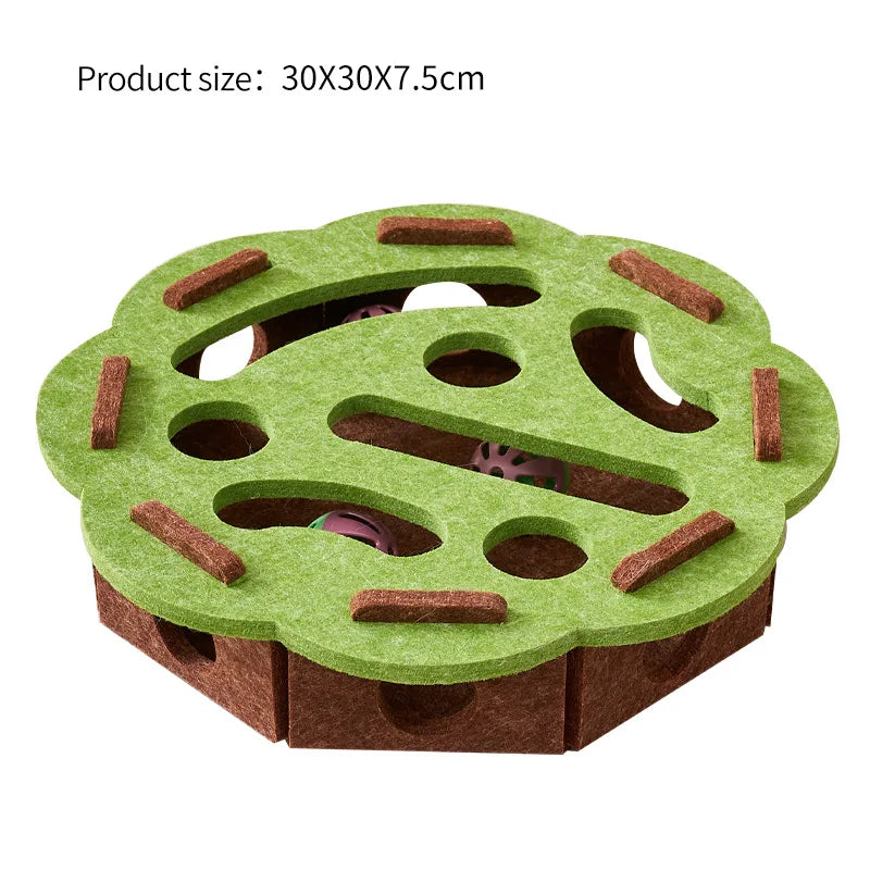 HebeiChoice Felt Cat Puzzle Toy With Maze Tunnel Bell Ball