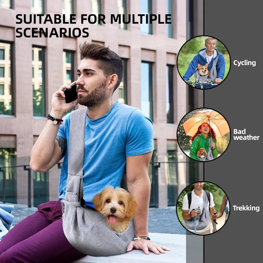 Reversible Handsfree Dog Sling Carrier Purse With Pocket