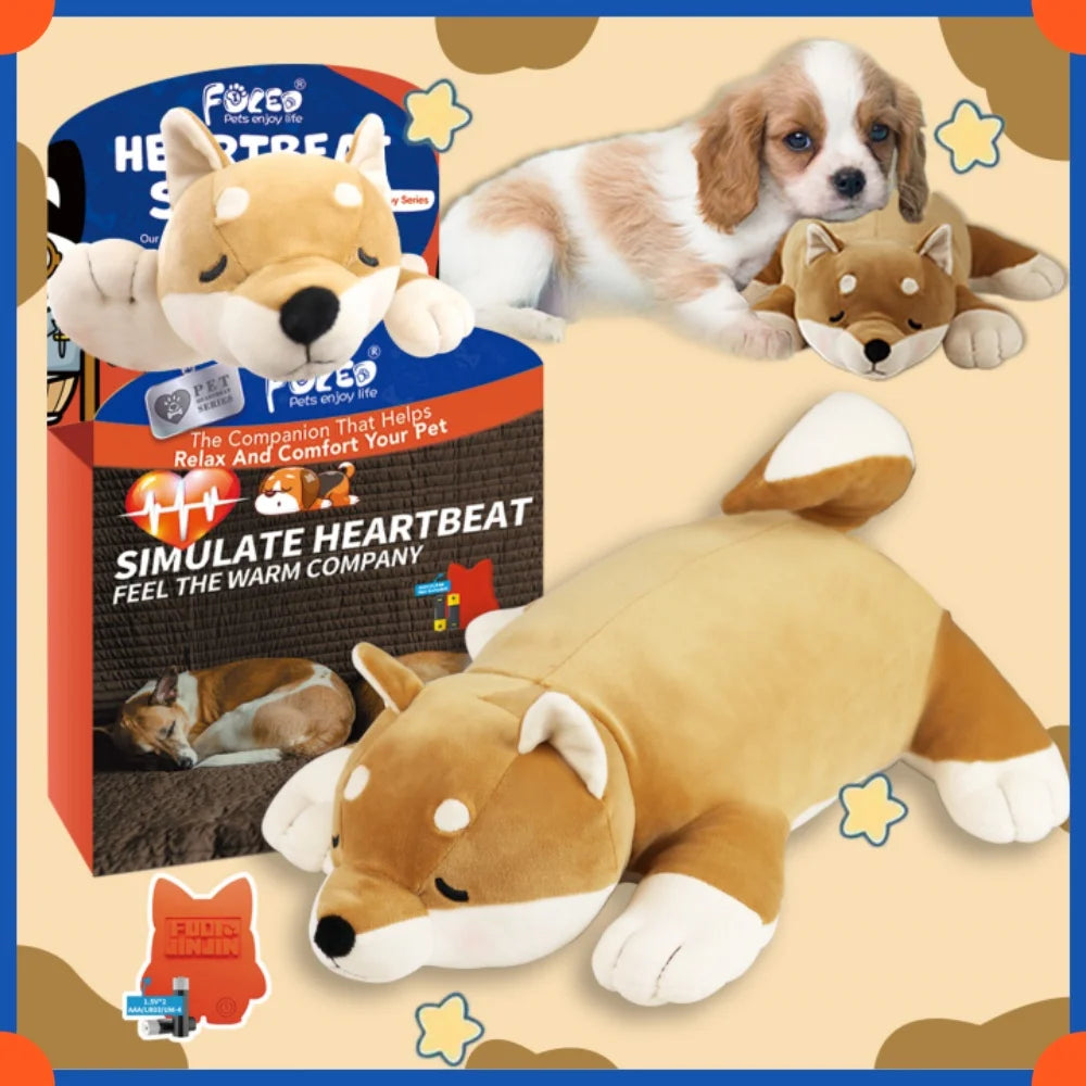 Fuled Christmas Puppy Heartbeat Plush Toys For Dog Training