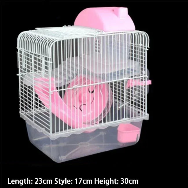 Villa Shaped Double Story Hamster Cage With Feeding Bowl