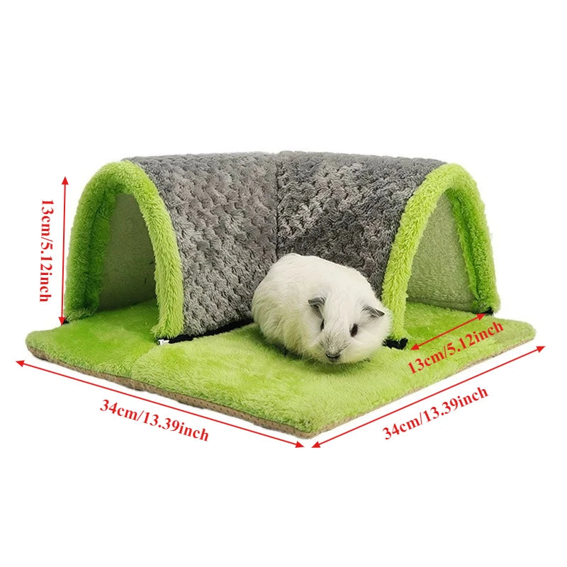 Winter Warm Plush Pet Nest Removable Fleece Tunnel Cage Hideout for Guinea Pig Hamster Rat Squirrel Small Animal Accessories