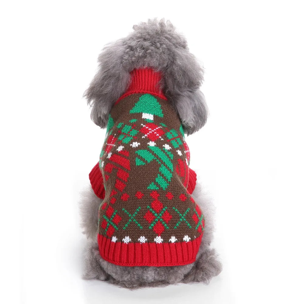 Dog Stripes Sweater Winter Knitting Pet Sweater for Medium Large Dogs Christmas Elk Dog Clothes Labrador Pullover Costume