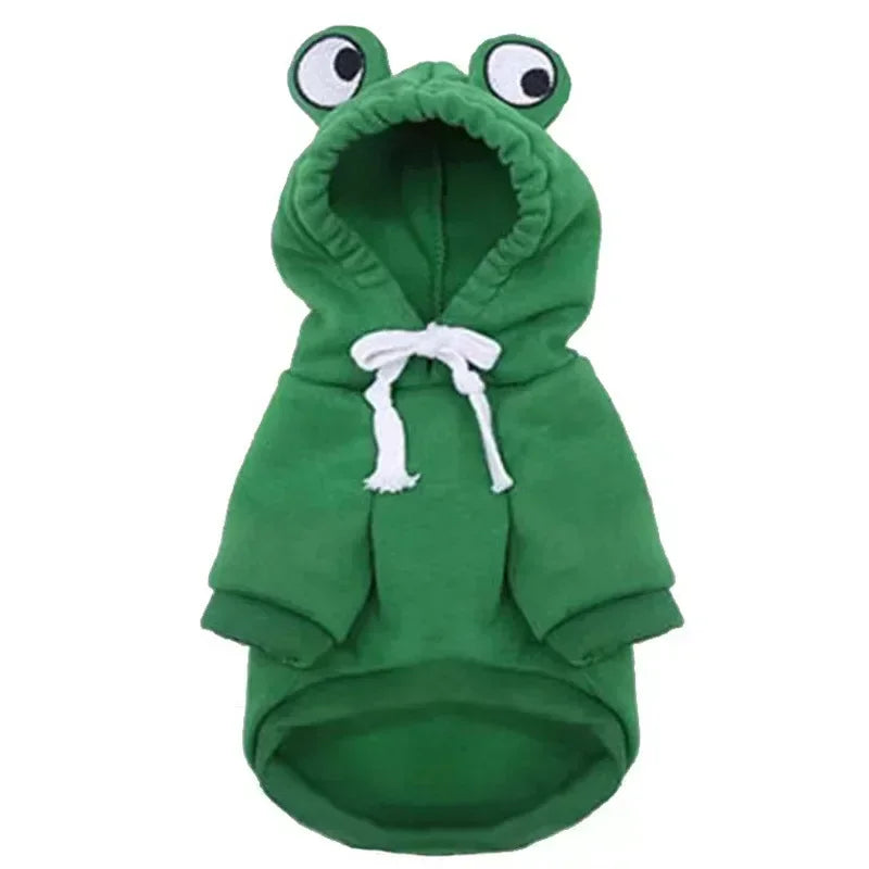 Frog Shape Dog Hoodie Sweatshirt For Pets Winter Warm Cosplay