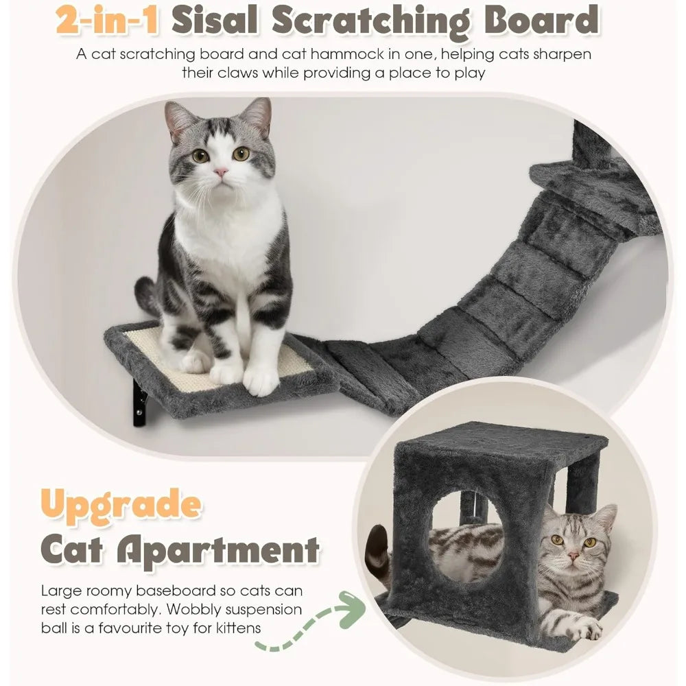 Zhiyong 7-in-1 Wall Mounted Cat Climber Set For Indoor Cats