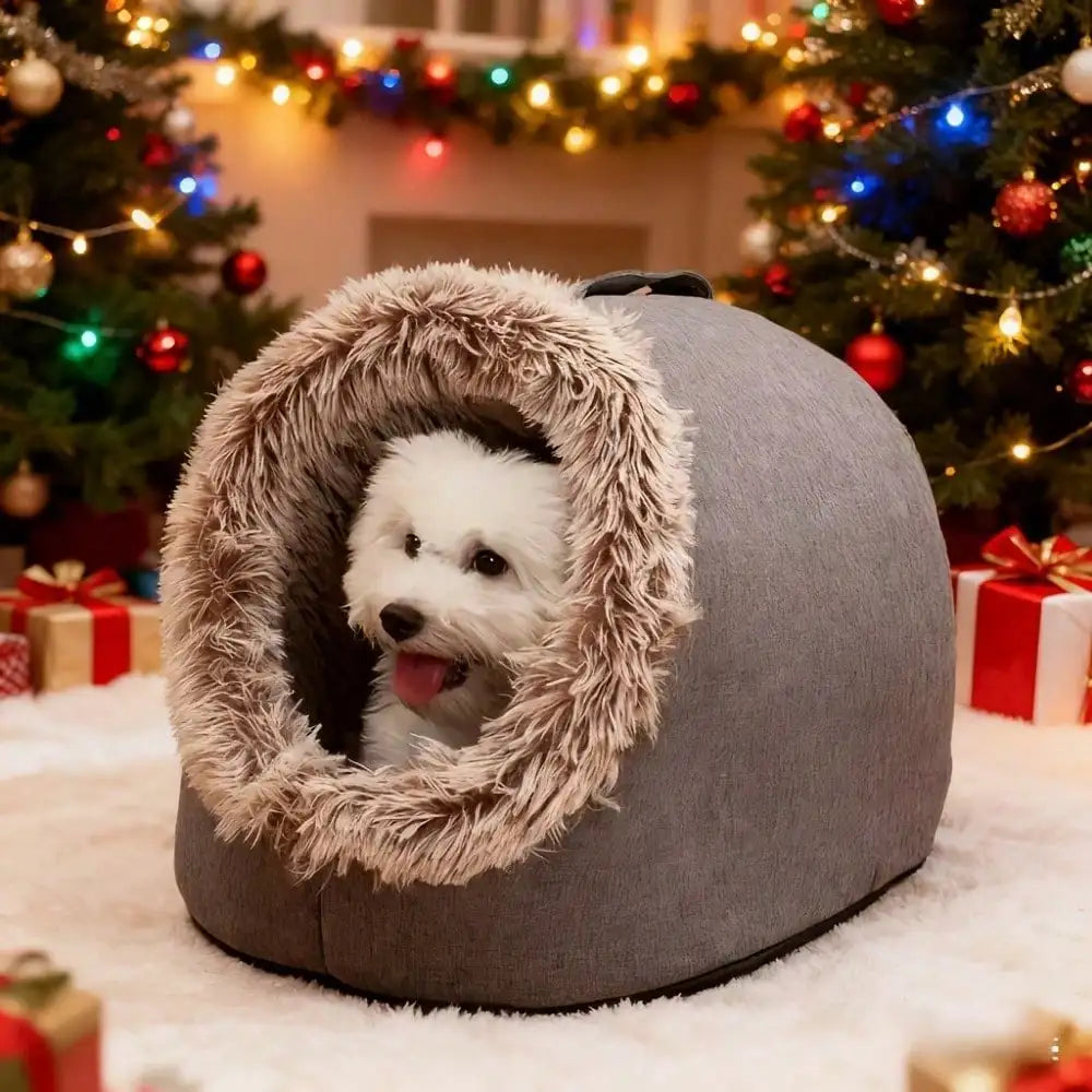 NONECN Cozy Cat Bed Enclosed Plush House With Removable Cover