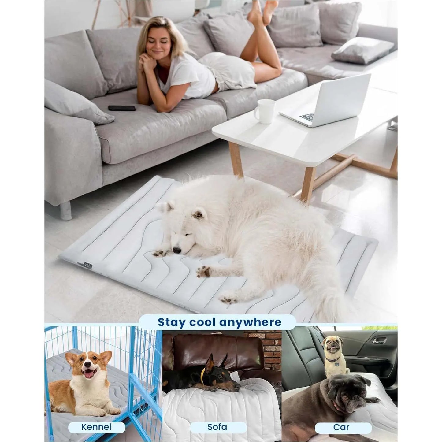 Dog Cooling Mat 2025 Upgraded Pet Cooling Pad for Dogs Cats Portable Dog Cool Bed for Summer Non-Slip Washable Ideal for Indoor