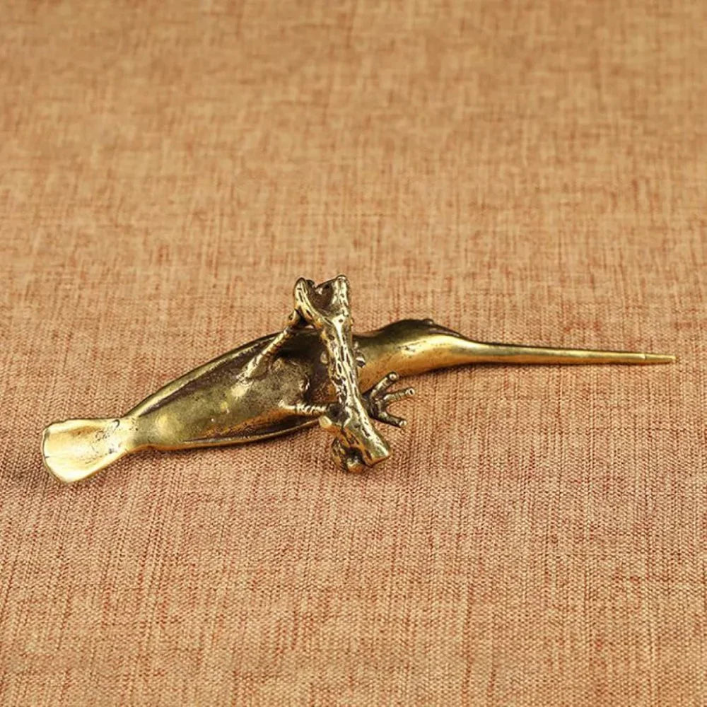Pure Copper Kingfisher Tea Needle Statue Ornament Woodpecker