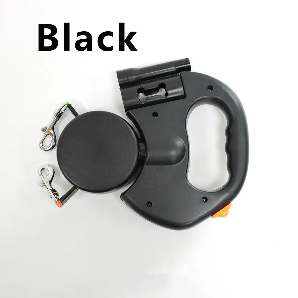 Retractable Dual Dog Leash With LED Light 360 Swivel