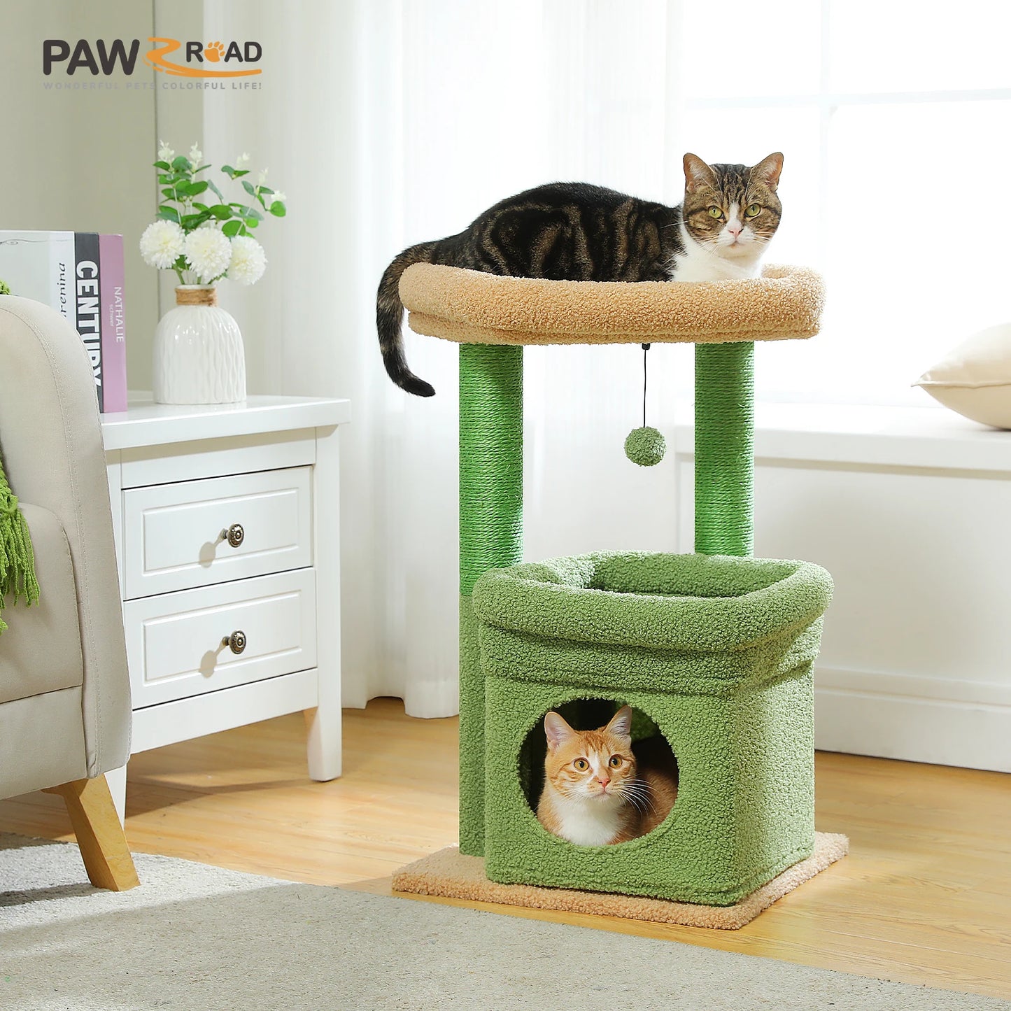 PEQULTICN Cat Tree With Cozy Condo And Plush Top Perch