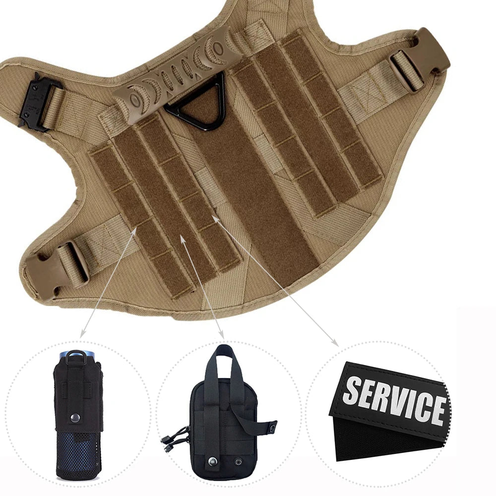 Military Dog Harness Leash Bags Set Pet Tactical Vest Harnesses Walking Training Hunting For Large Dogs German Shepherd