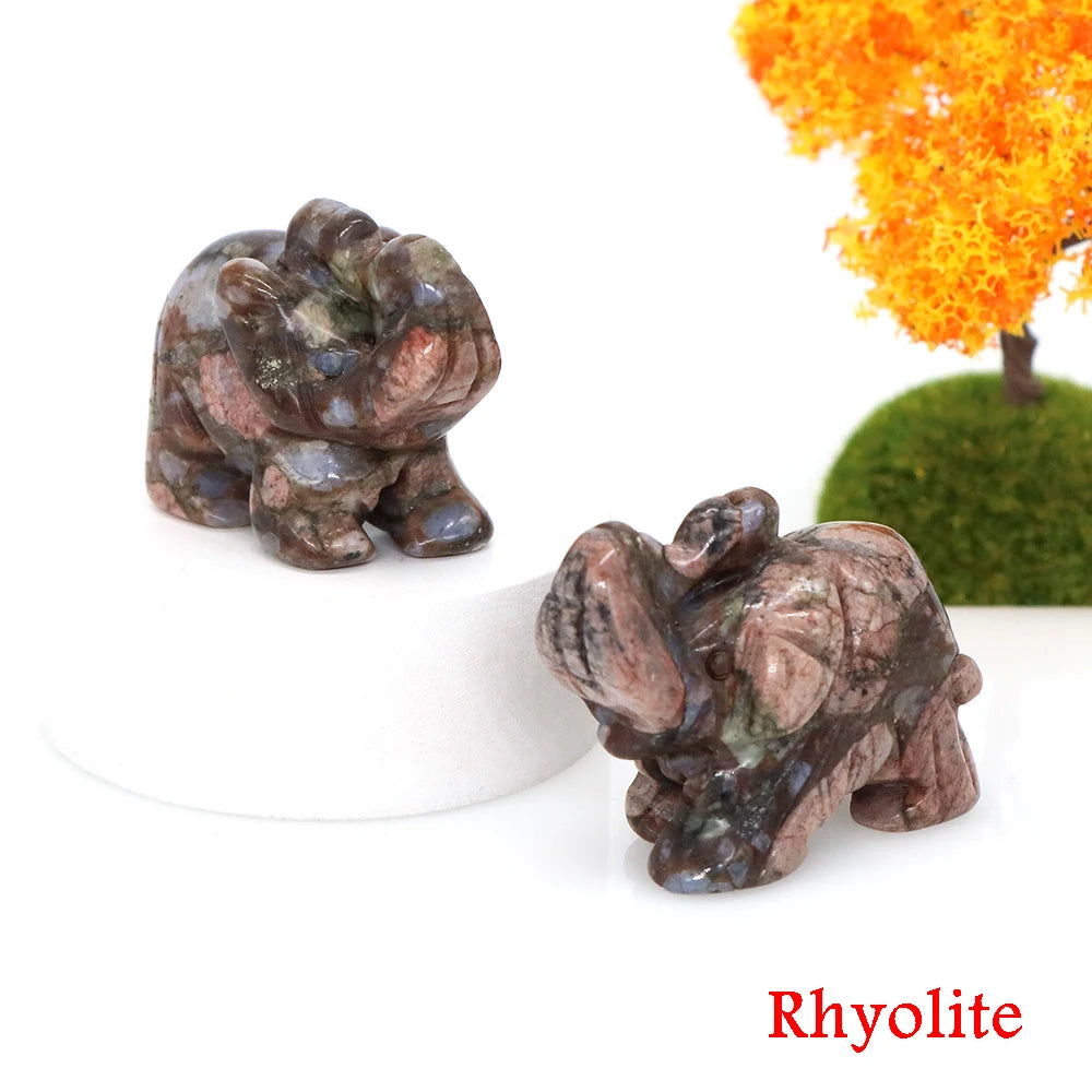 Lucky Elephant Statue Aventurine Amethyst Crystal Feng Shui Figurine Chakra
