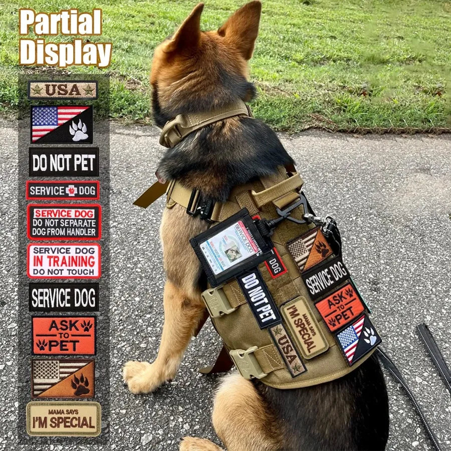 High Concerned Service Dog Patches Removable Tactical Hook Loop Embroidered
