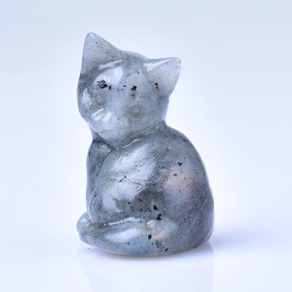 Natural crystal carved cat, a perfect choice for home decoration as a crystal gift ornament, a great option for healing crystals