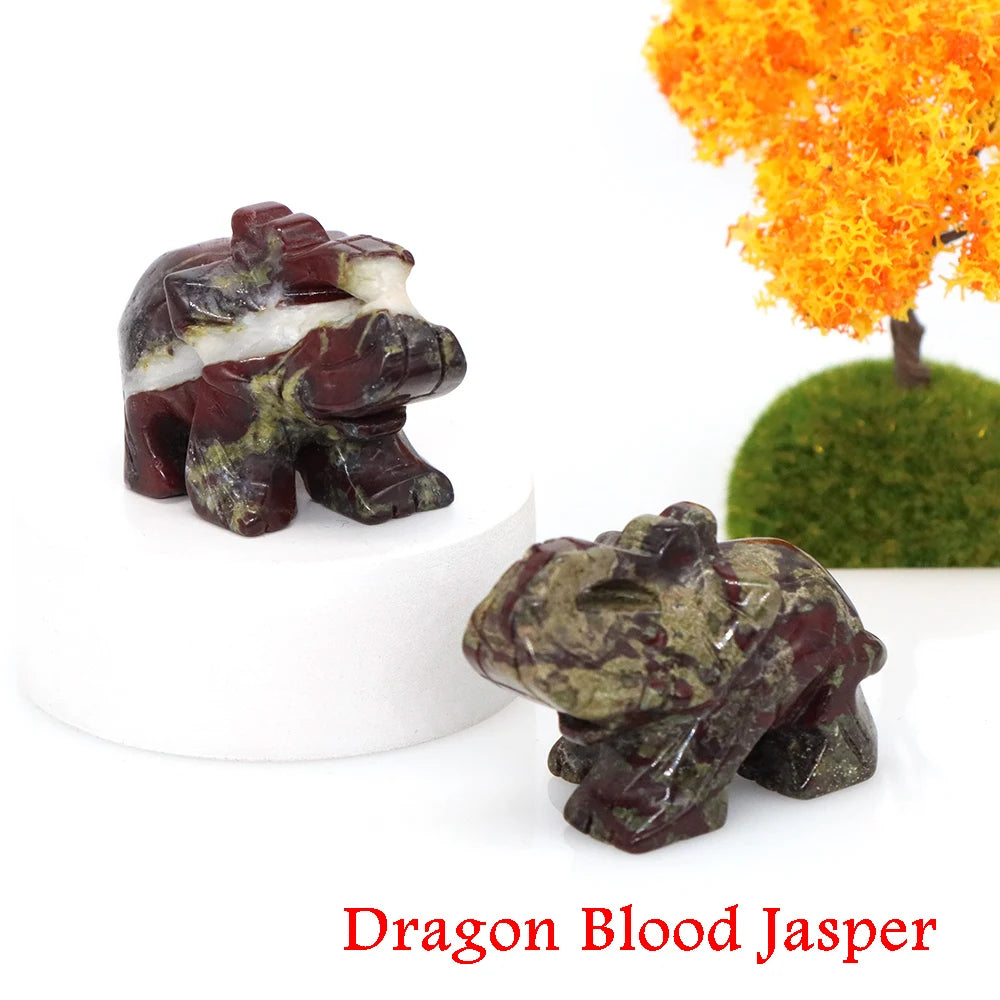 Lucky Elephant Statue Aventurine Amethyst Crystal Feng Shui Figurine Chakra