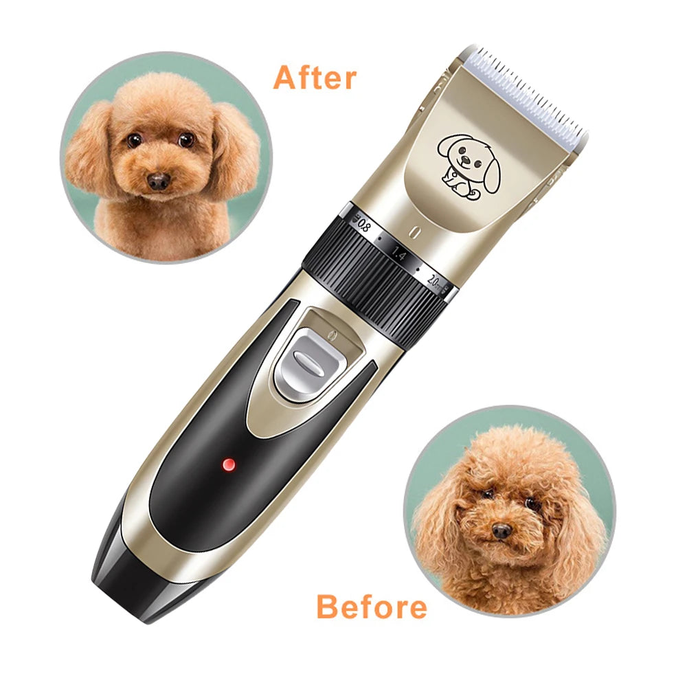 Professional Cat Dog Hair Clipper Grooming Kit Rechargeable Pet Hair Trimmer Shaver Set Animals Hair Cutting Machine Low-Noise