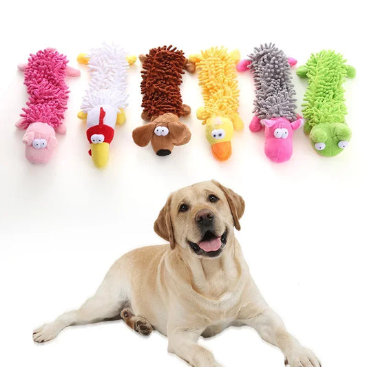 Pet Dog Toy Plush Mop Fur Squeaky Frog Hippo Teeth Grinding Supplies