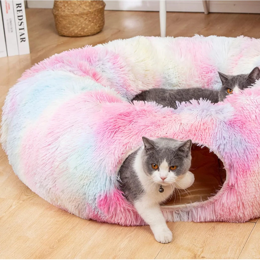 Kylinsure Plush Cat Tunnel Bed For Cats Cozy Hideaway