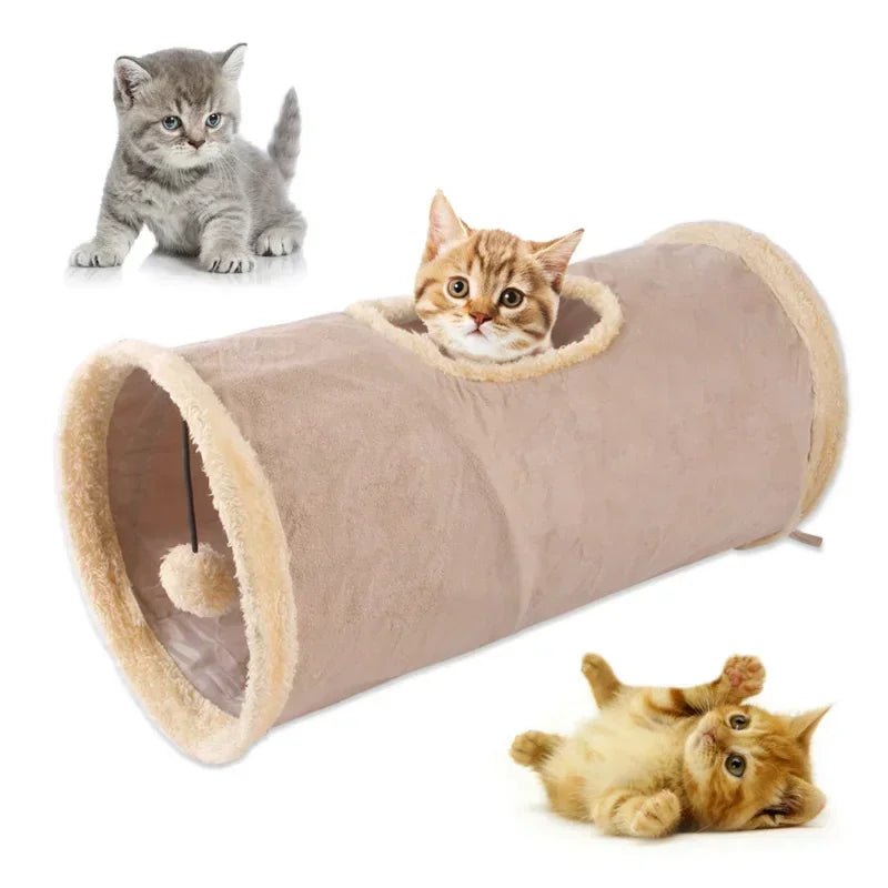 Foldable Cat Tunnel Tube Toy Collapsible Suede Fabric Play Tent Indoor Exercising Hiding Training Interactive Pet Supplies