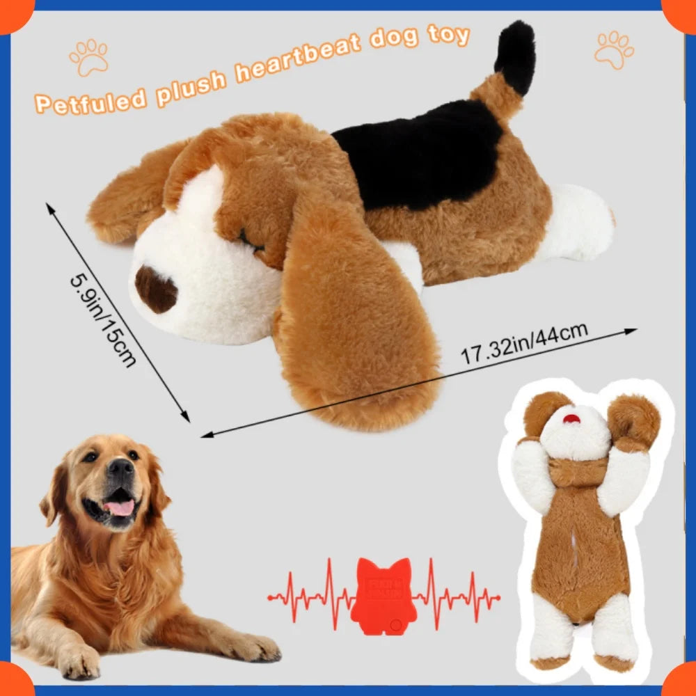 Fuled Christmas Puppy Heartbeat Plush Toys For Dog Training