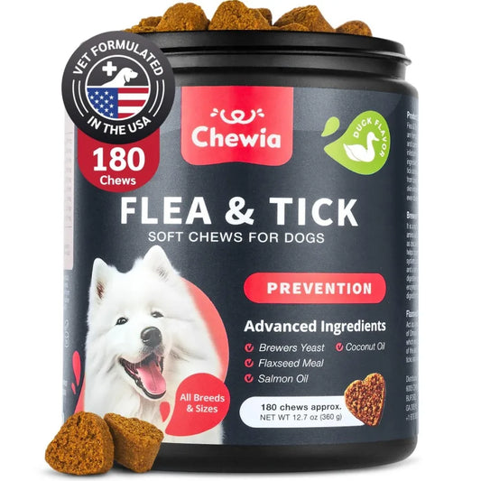 Dog Flea and Tick Treatment Chews Natural Flea Tick Prevention for Dogs Soft Treats Immune Support