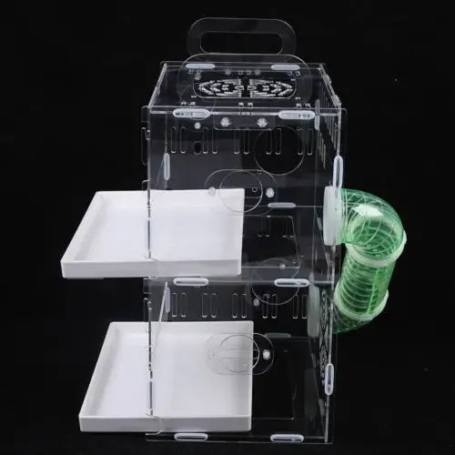 Transparent Double-Layer Small Pet House Cage for Guinea Pigs & Hamsters