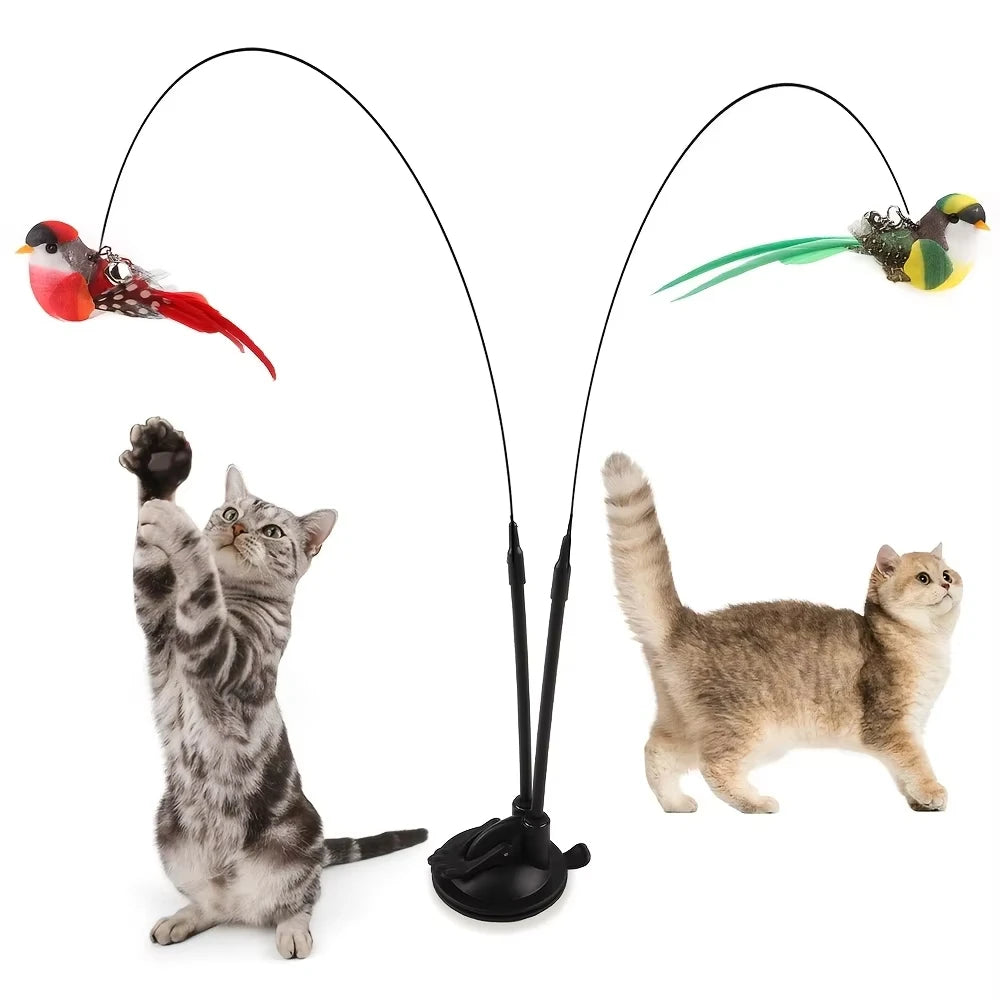 Interactive Cat Wand With Non Slip Suction Cup Base