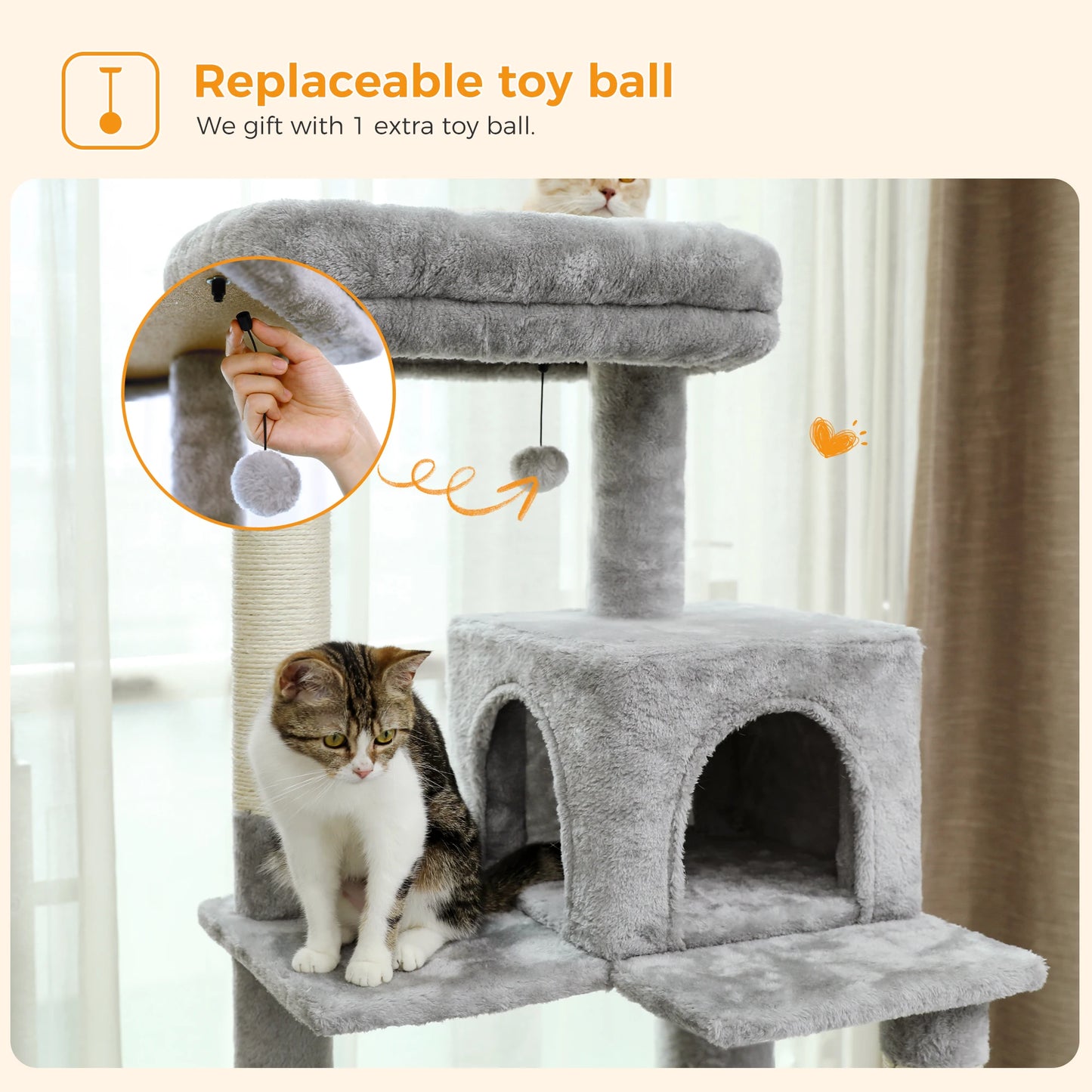 Cat Tree for Indoor Cats 5 Level Cat Tower with Large Hammock and Cozy Condo for Large Cats