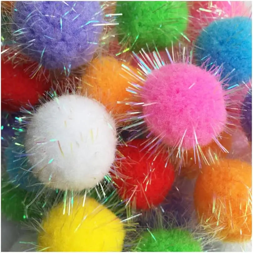 NONECN Cat Sparkling Ball Toy 20Pcs Faux Fur Interactive Toy