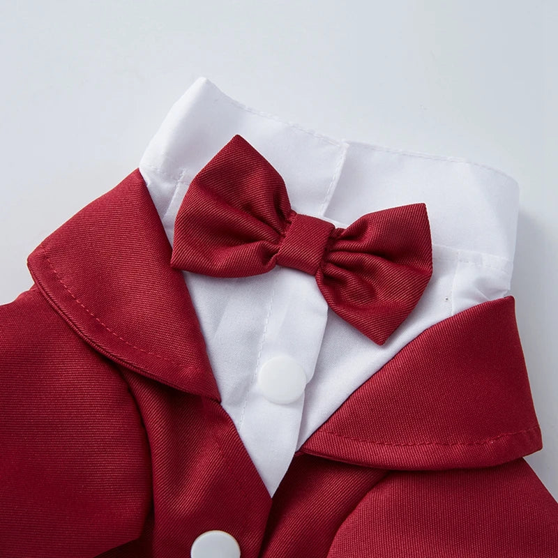 Pet Dog Tuxedo Formal Wedding Party Suit for Small Medium Dogs Bow Tie Shirt Cosplay Gentleman Costume