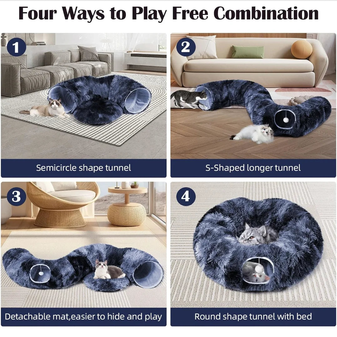Kylinsure Plush Cat Tunnel Bed For Cats Cozy Hideaway