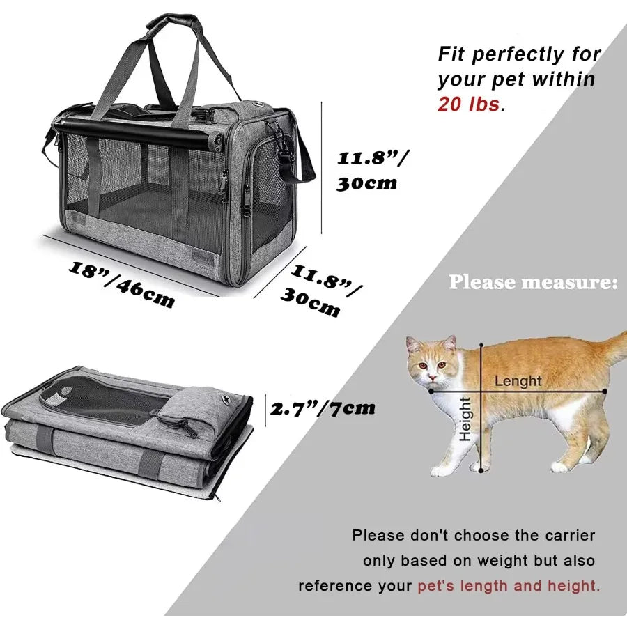 Softsided Pet Carrier For Large Cats And Small Dogs