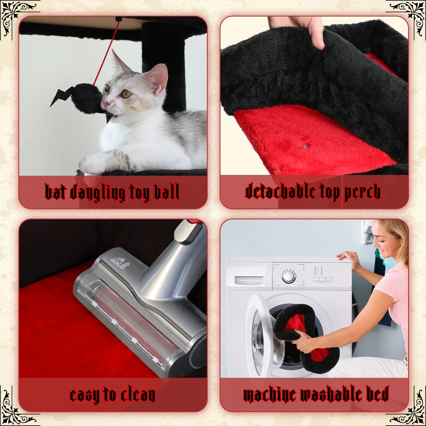 Cat Tree for Indoor Cats 5 Level Cat Tower with Large Hammock and Cozy Condo for Large Cats