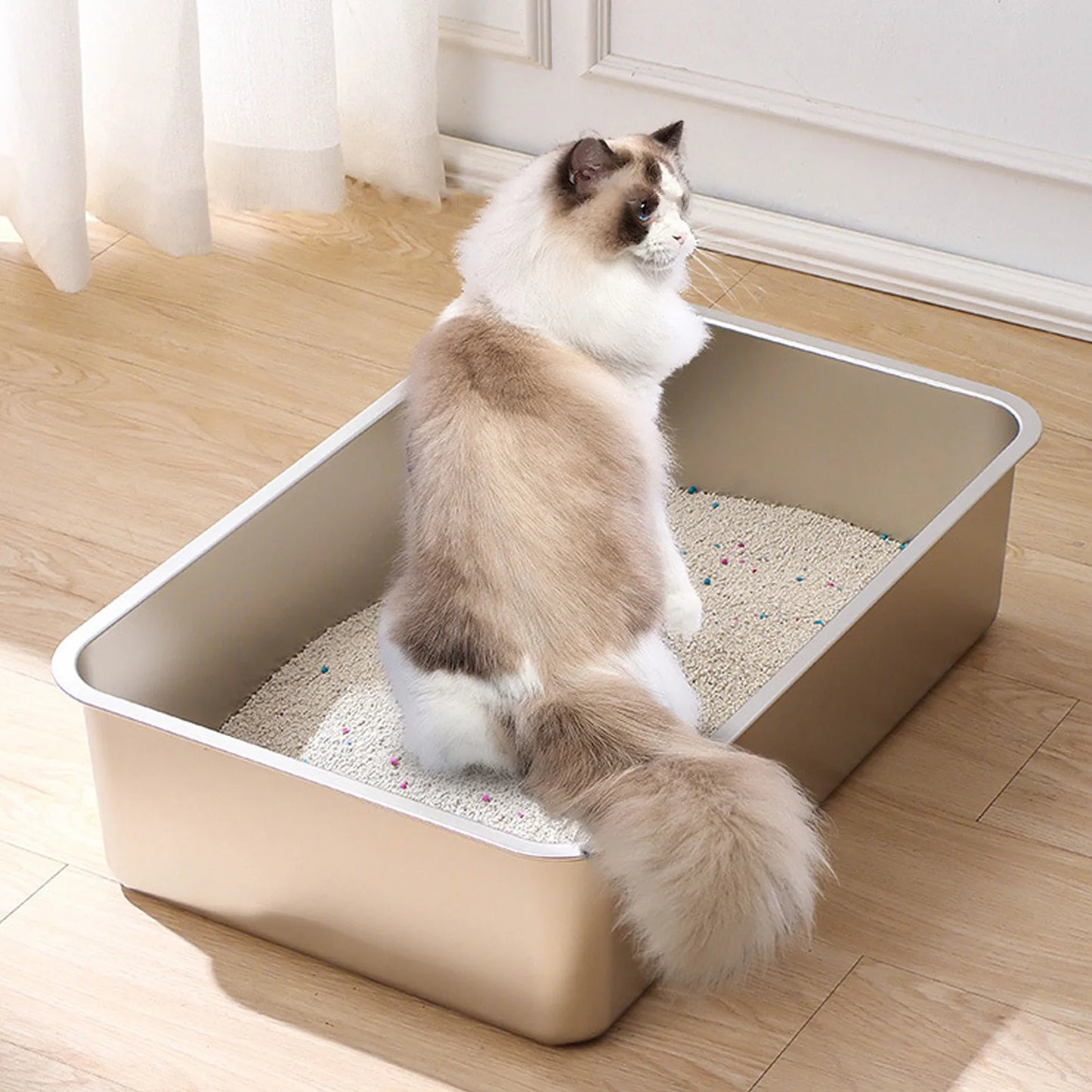 304 Stainless Steel Cat Litter Box Indoor High Sided