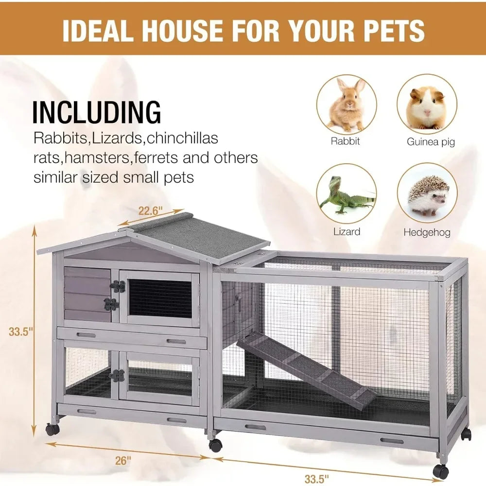 Hign-concerned Rabbit Cage Indoor Hutch With Casters