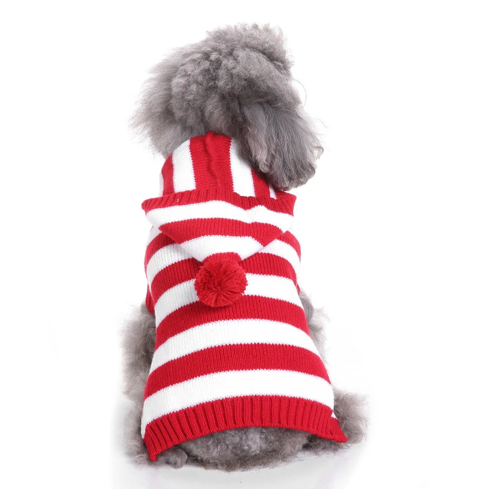 Dog Stripes Sweater Winter Knitting Pet Sweater for Medium Large Dogs Christmas Elk Dog Clothes Labrador Pullover Costume