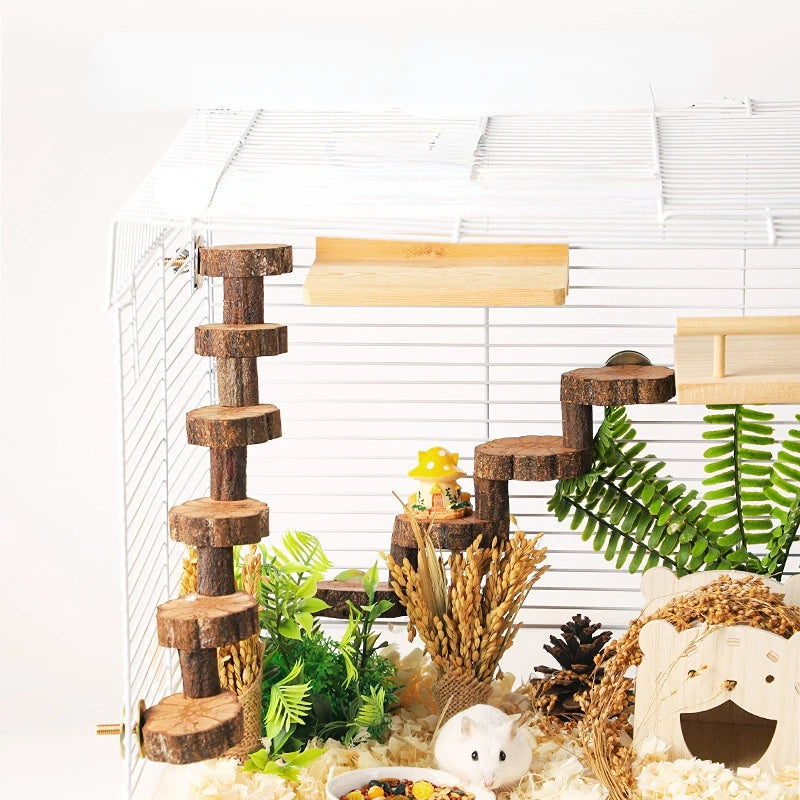Hamster Wooden Ladder Toy For Cage 6 Steps Climbing Blocks Chew Toy For Guinea Pig Rat Hedgehog Small Pet Accessories